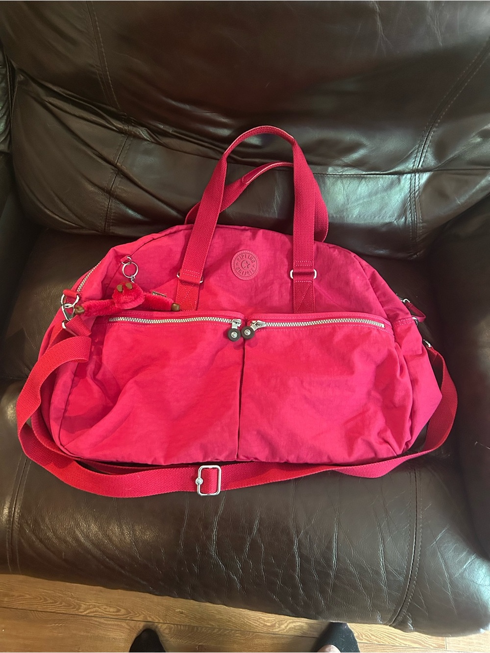 Kipling Eugina Large Weekender Duffle Travel Bag Fuchsia 18" x 15"